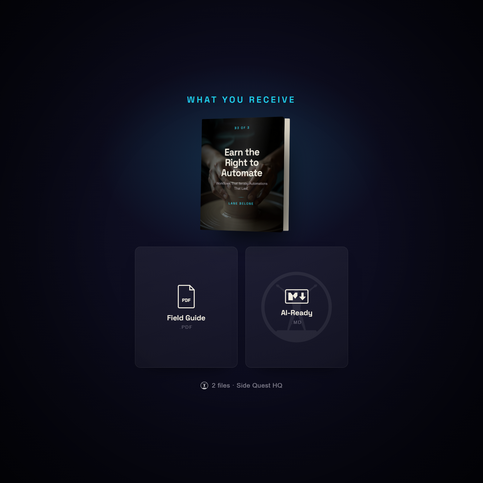 Earn the Right to Automate - what you receive: the full file set